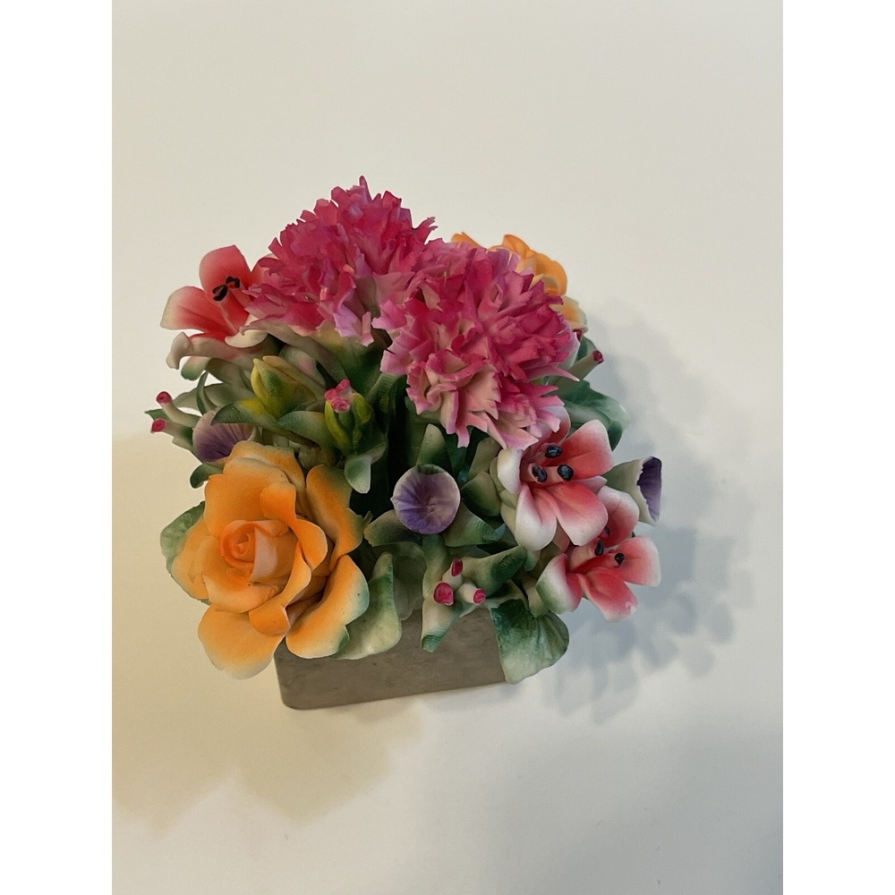Porcelain Square Flower Pot with Vibrant Porcelain Flowers - Picture 7 of 11